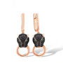 black spinel leopard drop earrings in 18k rose gold with lab green spinel eyes