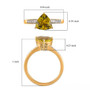 full view of yellow tourmaline trillion and diamond ring in 14k yellow gold