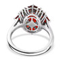 back view of fire opal and chrome diopside cluster ring in rhodium over sterling silver