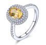 garnet and white zircon double halo ring in rhodium over sterling silver