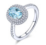 garnet and white zircon double halo ring in rhodium over sterling silver