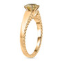 side view of lab yellow faceted diamond round solitaire wedding ring in 10k yellow gold