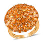 front view of spessartine garnet round cocktail cluster ring in 18k yellow gold over sterling silver