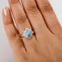 turquoise and zircon ring and pendant necklace jewelry set in rhodium over sterling silver shown for size comparison