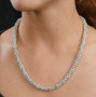 byzantine chain rhodium over 925 sterling silver necklace (multiple lengths available) worn around the neck