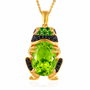 peridot multi gem frog pendant in 18k gold over sterling silver front