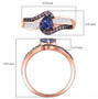 tanzanite pink sapphire and zircon bypass ring in 18k rose gold over sterling silver shown for size comparison