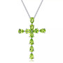 multi gemstone cross in rhodium over sterling silver