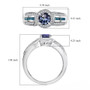front view of tanzanite london blue topaz and zircon bypass ring in rhodium over sterling silver