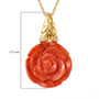 red jade and zircon accents carved rose pendant necklace in 18k yellow gold over sterling silver