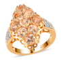 front view of imperial garnet and white zircon regal cluster ring in 18k yellow gold over sterling silver