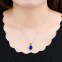 lapis lazuli and citrine pendant necklace in rhodium over sterling silver worn around the neck