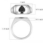 full view of black spinel ace of spades gents ring in rhodium over sterling silver