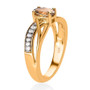 side view of golden tanzanite and white zircon ring in 18k yellow gold over sterling silver