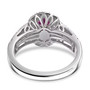 back view of padparadscha sapphire and diamond halo ring in 950 platinum
