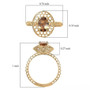 front view of golden tanzanite open work honeycomb solitaire ring in 10k yellow gold