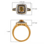 front view of golden tanzanite champagne and white zircon double halo ring in 18k yellow gold over sterling silver