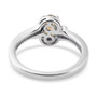 golden tanzanite and white zircon halo ring in rhodium over sterling silver