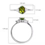 full view of green tourmaline and moissanite ring in rhodium over sterling silver