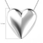 full view of puff heart rhodium over sterling silver pendant necklace