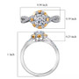 full view of lab diamond halo ring in two-tone 18k yellow gold and rhodium over sterling silver