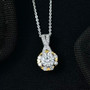 lab diamond halo pendant necklace in two-tone 18k yellow gold and rhodium over sterling silver worn around the neck