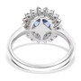 tanzanite and multi color lab diamond oval double halo ring in 10k white gold
