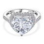 front view of lab diamond heart halo ring in 950 platinum e-f vs