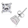 front view of lab diamond princess cut stud earrings in 14k white gold e-f vs