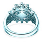 back view of blue zircon and moissanite ring in blue e-coating over sterling silver