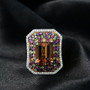 honey scapolite multi gemstone ring in 18k yellow gold over sterling silver