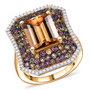 front view of honey scapolite multi gemstone ring in 18k yellow gold over sterling silver