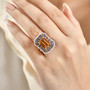 honey scapolite multi gemstone ring in 18k yellow gold over sterling silver worn on a hand
