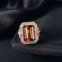 honey scapolite yellow sapphire and diamond halo ring in 10k yellow gold