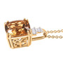 side view of honey scapolite cushion and diamond pendant necklace in 10k yellow gold