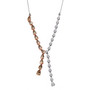 honey scapolite and moissanite pear lariat necklace in two tone sterling silver