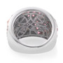 pink tourmaline and zircon floral cluster band ring in two-tone 18k rose gold and rhodium over sterling silver