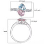 top view aquamarine morganite and lab diamond bypass ring showing head dimensions