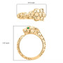 top view of diamond cut panther ring with enameled eyes in 10k yellow gold 2 75g