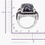 pinolith ring displayed beside a measurement ruler to show overall height width and depth of the setting