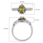 sphene brown and white zircon pear halo ring in rhodium over sterling silver shown for size comparison