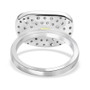 sphene and moissanite concave ring in rhodium over sterling silver