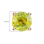 top view of a round yellow green sphene stud earring with size measurement shown