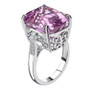 side view of kunzite and diamond emerald cut cocktail ring in 950 platinum