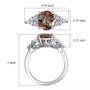 andalusite and moissanite oval ring in rhodium over sterling silver scale measurements