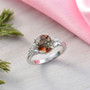 andalusite and moissanite oval ring in rhodium over sterling silver live studio