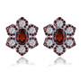 garnet and white zircon earrings in rhodium over 925 sterling silver