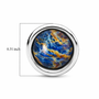 pietersite round cabochon stud earring in rhodium over sterling silver scale