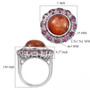 sunstone rhodolite garnet and zircon halo cocktail ring in rhodium over sterling silver shown for size comparison