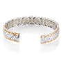 yellow opal and chrome diopside cluster cuff bracelet in two tone yellow gold and rhodium over sterling silver back